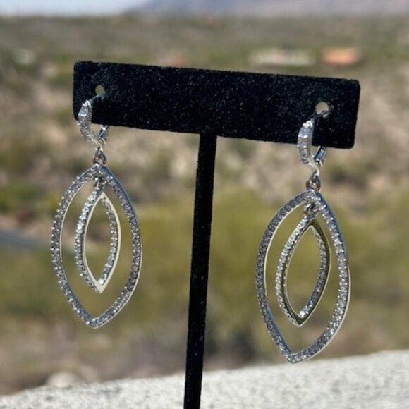 GIVENCHY Silver Crystal Pave Orbital Drop EARRINGS - Picture 2 of 8